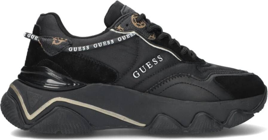 Guess Lichtgewicht zwarte sneaker van mesh en suède Black Dames