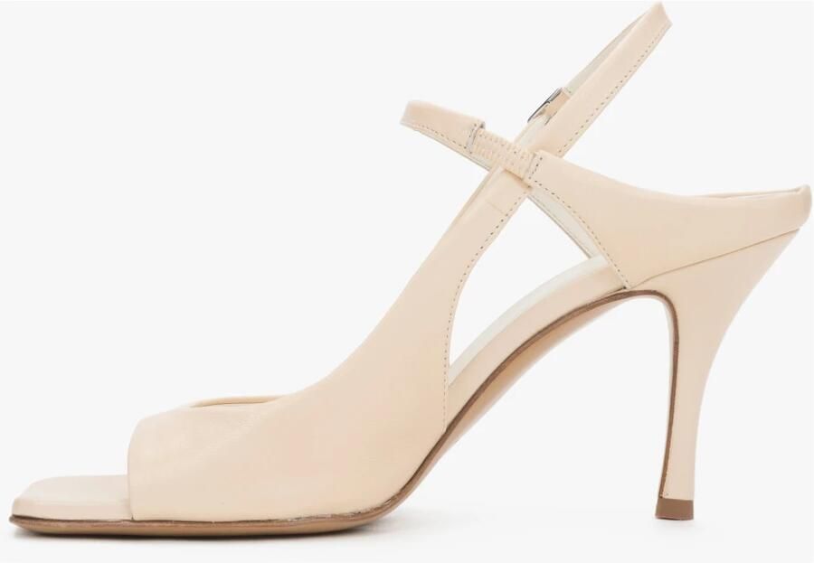 Guglielmo Rotta Dames Beige Italiaans Leren Sandalen met Stabiele Naaldhak ER00119715 - Foto 5