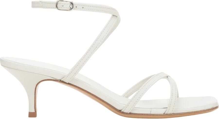 Guglielmo Rotta Witte sandalen met lage hak voor dames gemaakt van premium Italiaans leer ER00119718