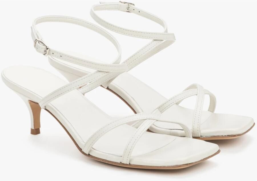 Guglielmo Rotta Witte sandalen met lage hak voor dames gemaakt van premium Italiaans leer ER00119718 - Foto 3