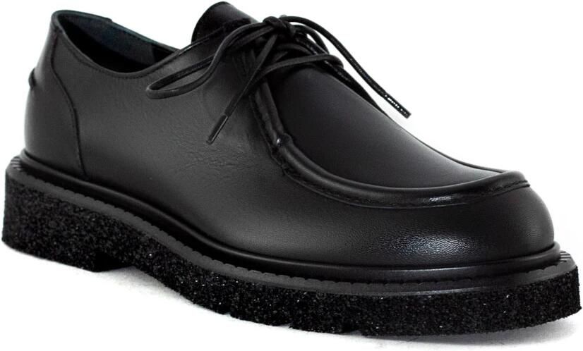 Guglielmo Rotta Zwarte Leren Veterschoenen Lichtgewicht Zool