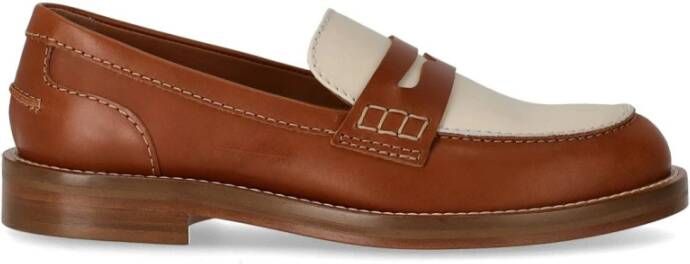 Guglielmo Rotta Tan lederen Pip Brown Loafer Brown Dames