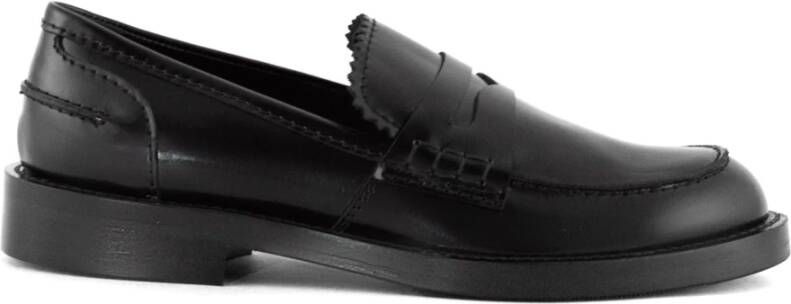 Guglielmo Rotta Zwarte Leren Penny Loafer Schoenen