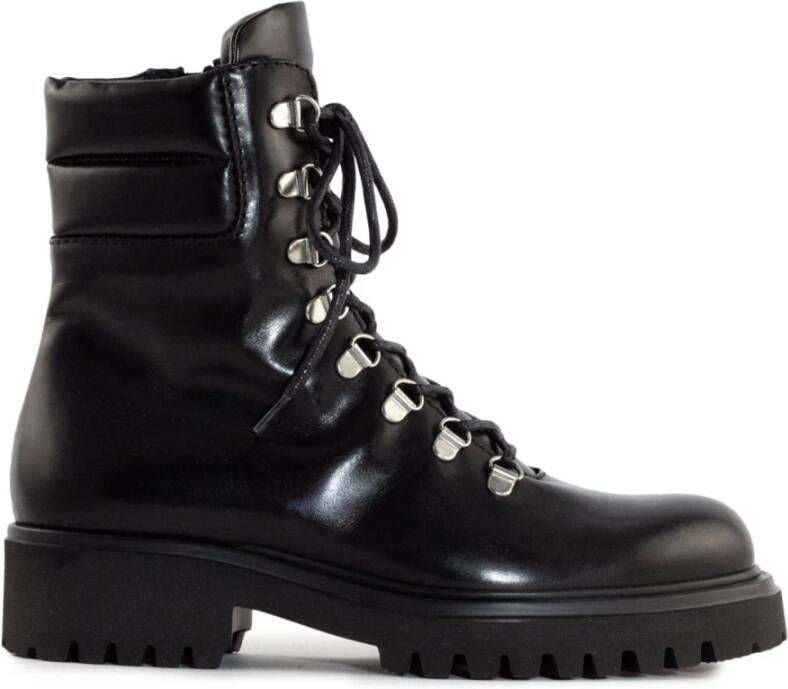 Guglielmo Rotta Zwarte Leren Veterschoenen Black Dames