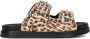 Haboob Elysee suède slippers met panterprint beige bruin - Thumbnail 3