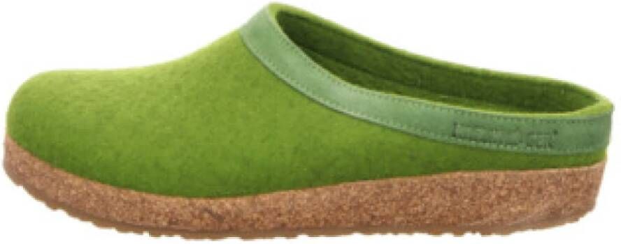 Haflinger Groene Damesslippers Comfortabel Zacht Vilt