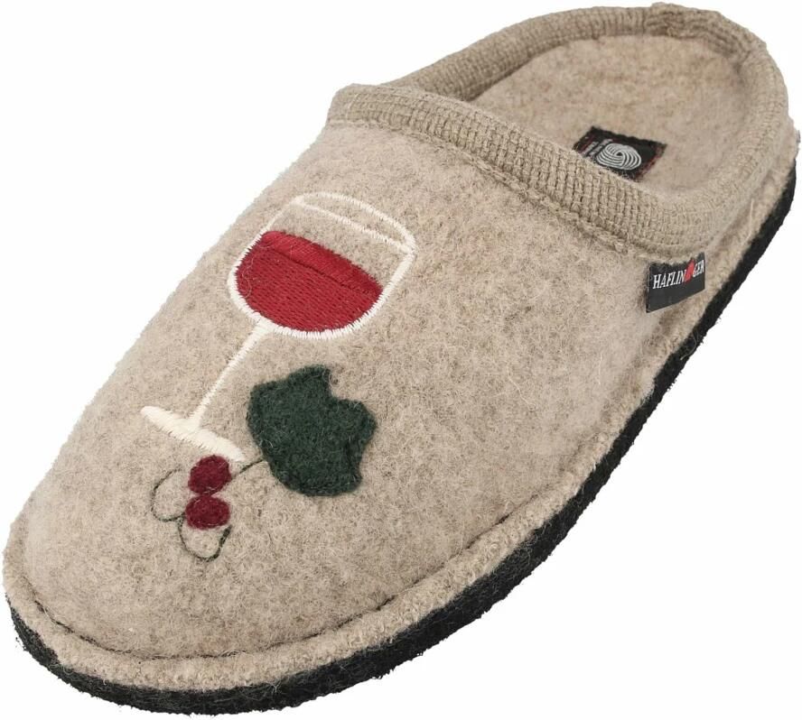 HAFLINGER Huisschoen beige gemêleerd spar rood wit