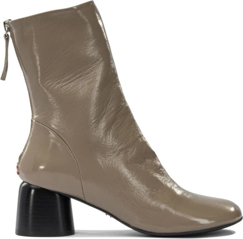 Hal era Beige Leren Rits Enkellaarzen