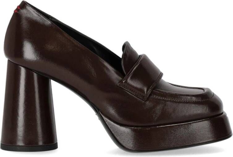 Halmanera Hoge hakken Glaze Dark Brown Heeled Loafer in bruin