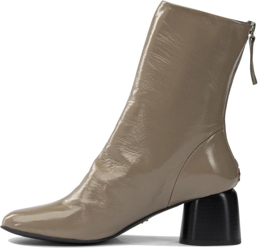 Hal era Beige Leren Rits Enkellaarzen