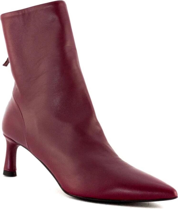 Hal era Rode Leren Enkellaarzen met Rits