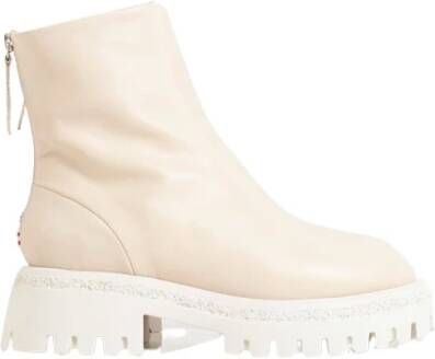 Halmanera Ivoorleren Bootie met Carrarmato Zool Beige Dames