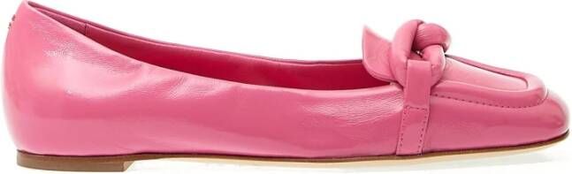 Halmanera Lage Leren Fuchsia Moccasin Pink Dames