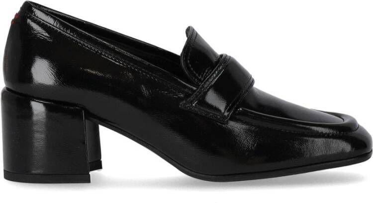 Halmanera Hoge hakken Glaze Black Heeled Loafer in zwart