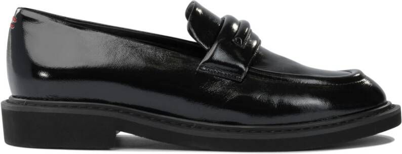 Halmanera Zwarte Leren Loafers voor Vrouwen