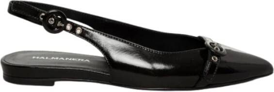 Hal era Zwarte Slingback Platte Sandaal in Glazuur