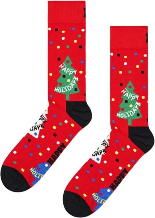 Happy Socks Kerstboom Ontwerp Crew Socks