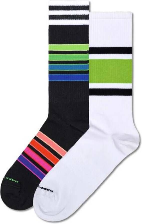 Happy Socks Sportieve Gestreepte Sneaker Sokken 2-Pack