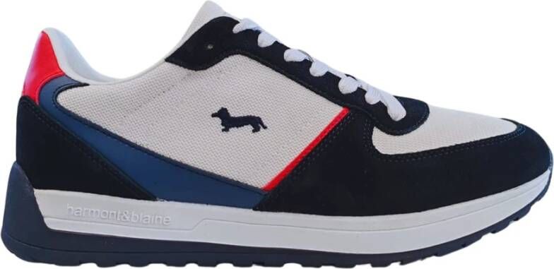 Harmont & Blaine Blauw Witte Sneakers met Bassotto Logo