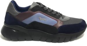 Harmont & Blaine Heren Sneaker Hardlopen in Suède Mesh Blauw Hemel Antraciet Zwart Heren