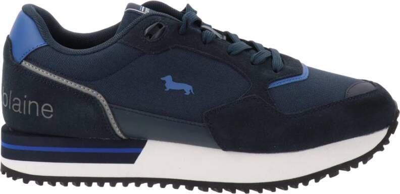 Harmont & Blaine Heren Sneakers van Leer en Stof met Vetersluiting Blauw Heren