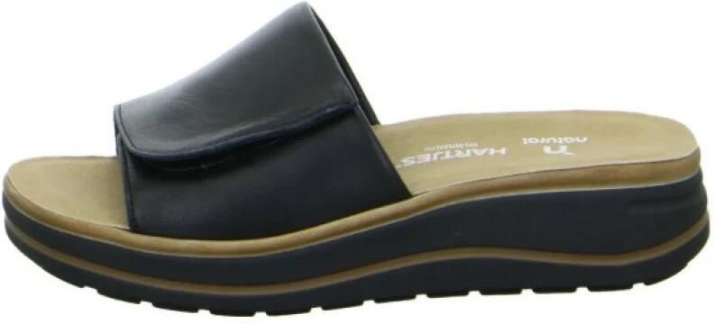 Hartjes 122.2002 10 01.00 Zwart leren dames slippers wijdte H