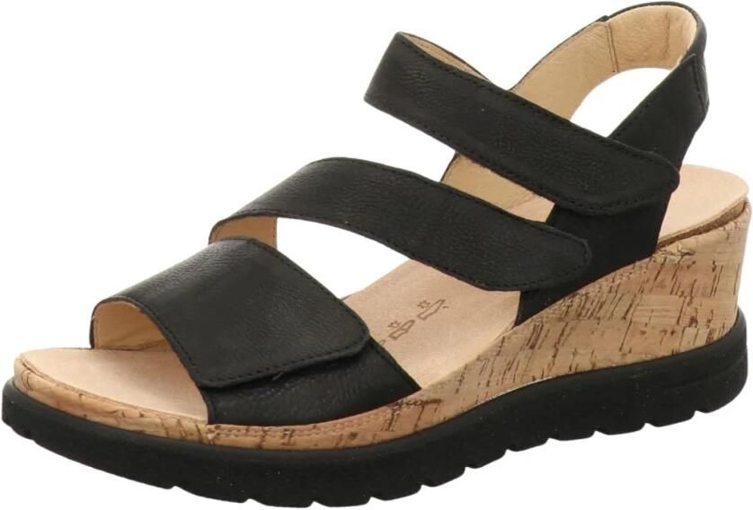 Hartjes Dames Sandalen Breedtemaat H leer Zwart