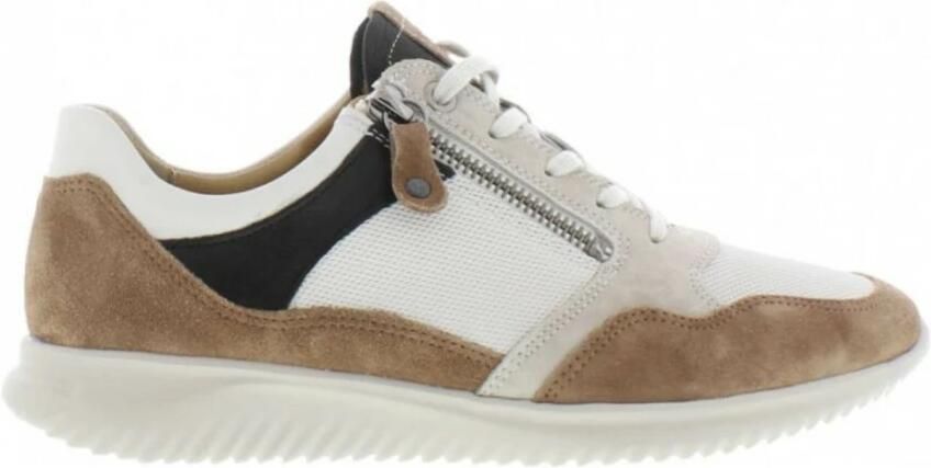 Hartjes wit camel sneaker met rits en uitneembaar-voetbed