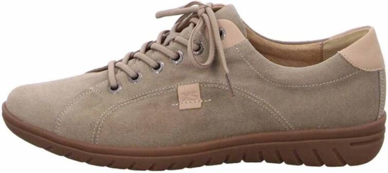 Hartjes Velours Veterschoenen Beige Dames