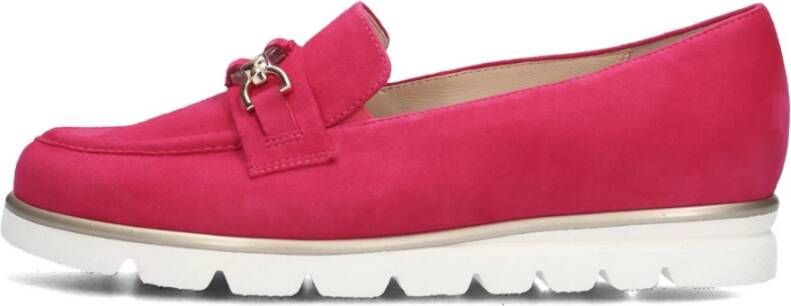 Hassia Fuchsia Suède Loafers met Gouden Gesp