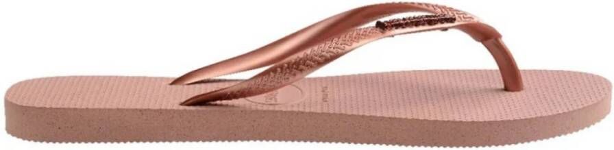 Havaianas Women's Slim Logo Metallic Sandalen roze bruin