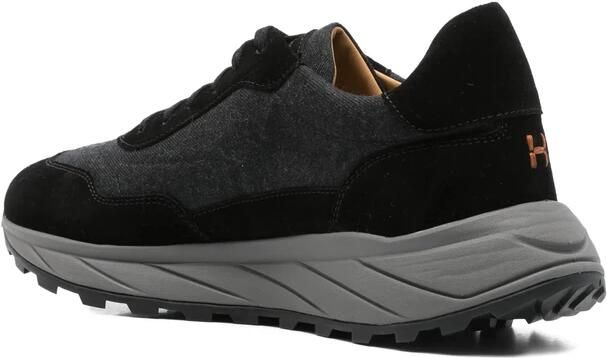 Henderson Baracco Zwarte Leren Sneaker Veters Rubberen Zool