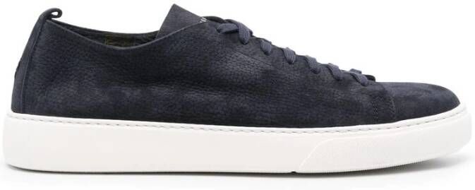 Henderson Baracco Marineblauwe Suède Sneaker Paneelontwerp Blue Heren