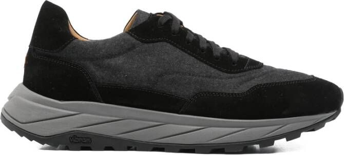 Henderson Baracco Zwarte Leren Sneaker met Suède Panelen