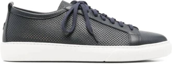 Henderson Geperforeerde Blauwe Leren Sneakers