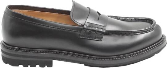 Henderson Zwarte Leren Platte Schoenen Gemaakt in Italië Black Heren