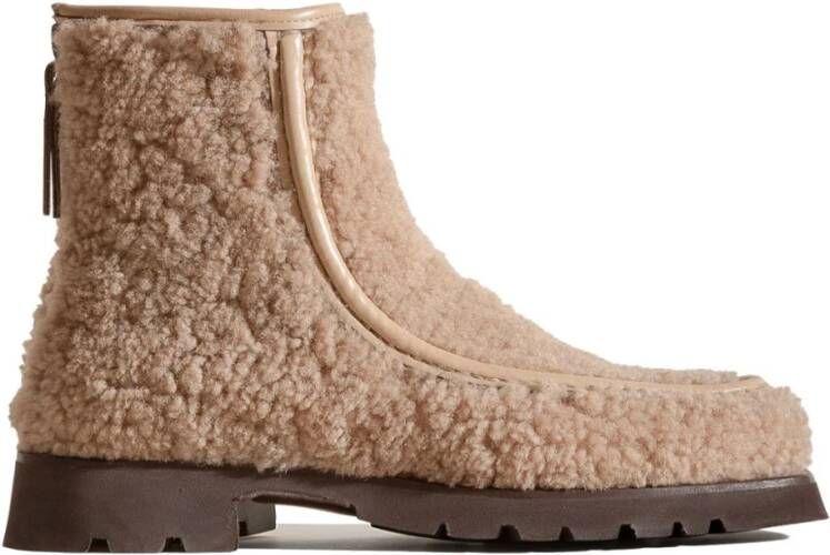 Hereu Beige Shearling Laarzen Ronde Neus