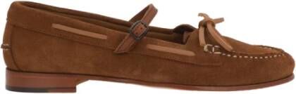 Hereu Bruine Suède Mary-Jane Platte Schoenen Brown Dames