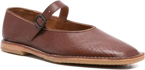 Hereu Bruin Zijde & Nylon Platte Schoenen - Foto 3