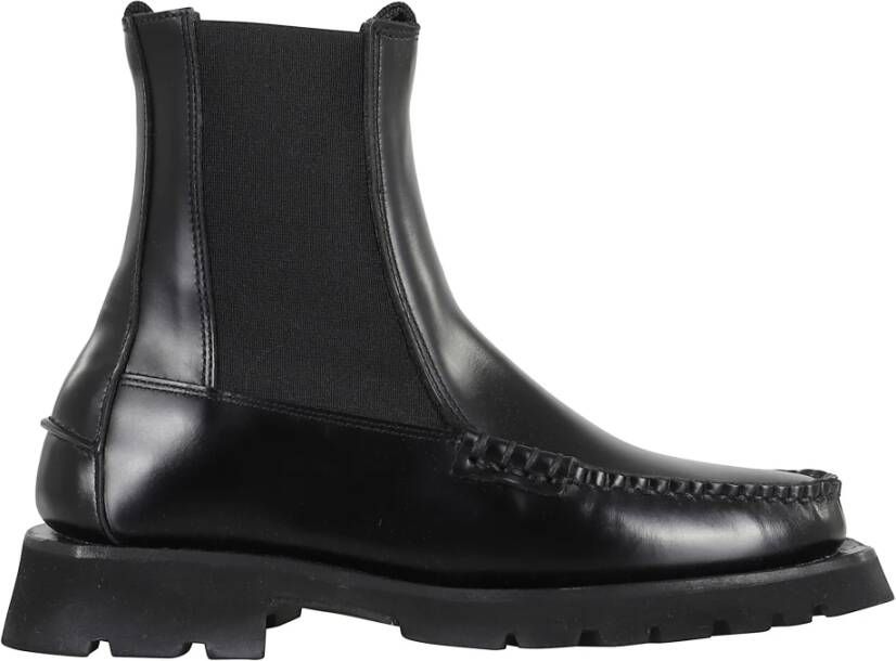 Hereu Zwarte enkellaars met ronde neus