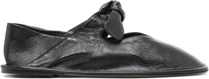 Hereu Zwarte Zijde & Nylon Platte Schoenen