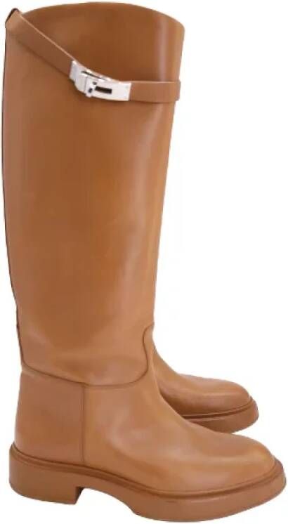 Hermès Vintage Pre-owned Leather boots Beige Dames