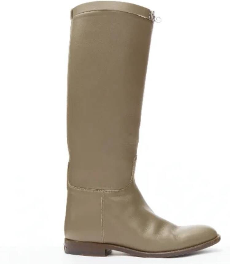 Hermès Vintage Pre-owned Leather boots Gray Dames