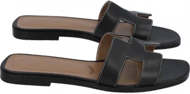 Hermès Vintage Pre-owned Leather sandals Black Dames