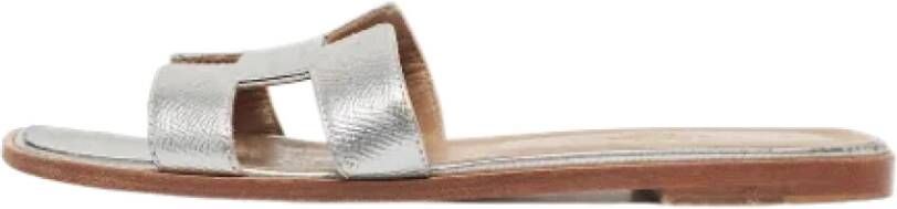 Hermès Vintage Pre-owned Leather sandals Gray Dames
