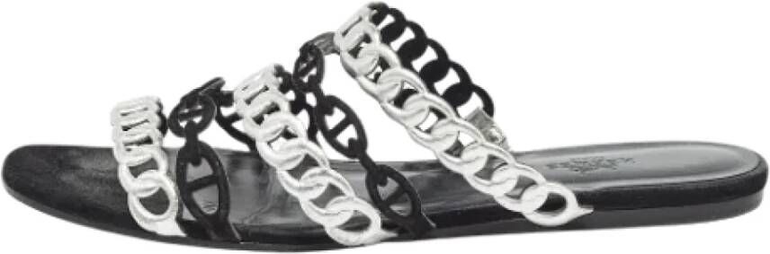 Hermès Vintage Pre-owned Leather sandals Gray Dames