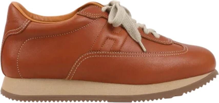 Hermès Vintage Pre-owned Leather sneakers Brown Dames