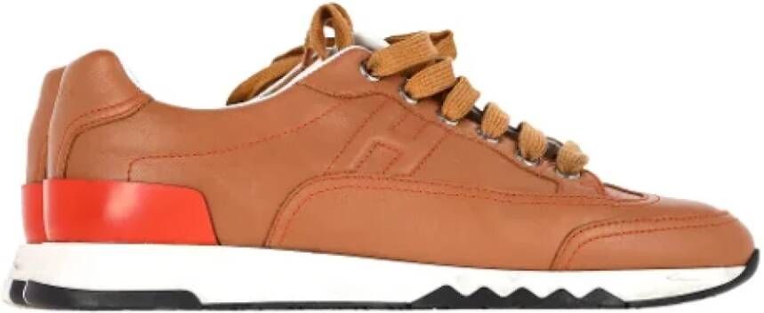 Hermès Vintage Pre-owned Leather sneakers Brown Dames