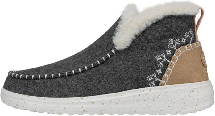 HEYDUDE Denny Wool Faux Shearling Dames Instappers Grey