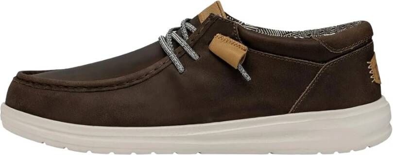 Hey Dude Donkerbruine Wally Grip Craft Leren Mocassin Brown Heren
